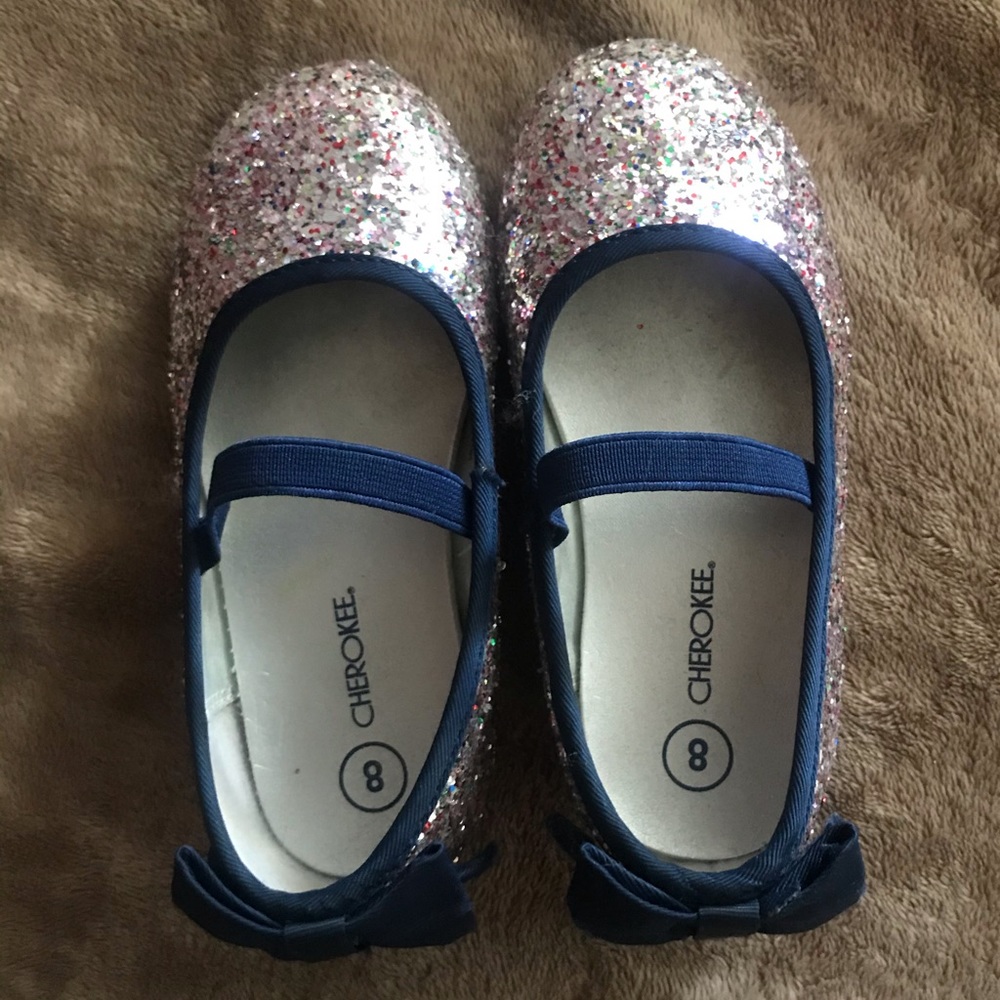 Little girls Cherokee sparkle bow dress shoes